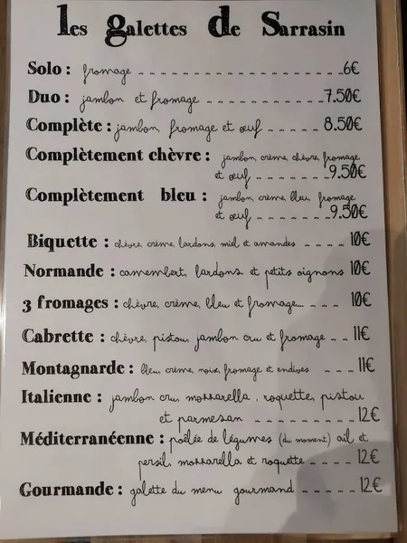 menu 0 of Crêperie Le colibri