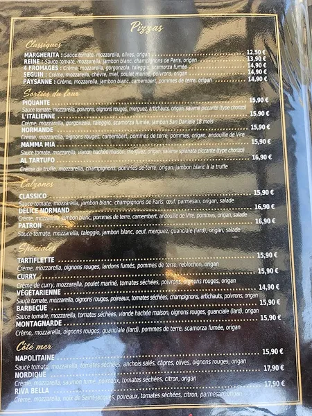 menu 1 of Mamma Mia
