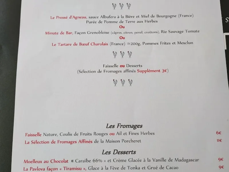 menu 1 of Le Pré aux Clercs