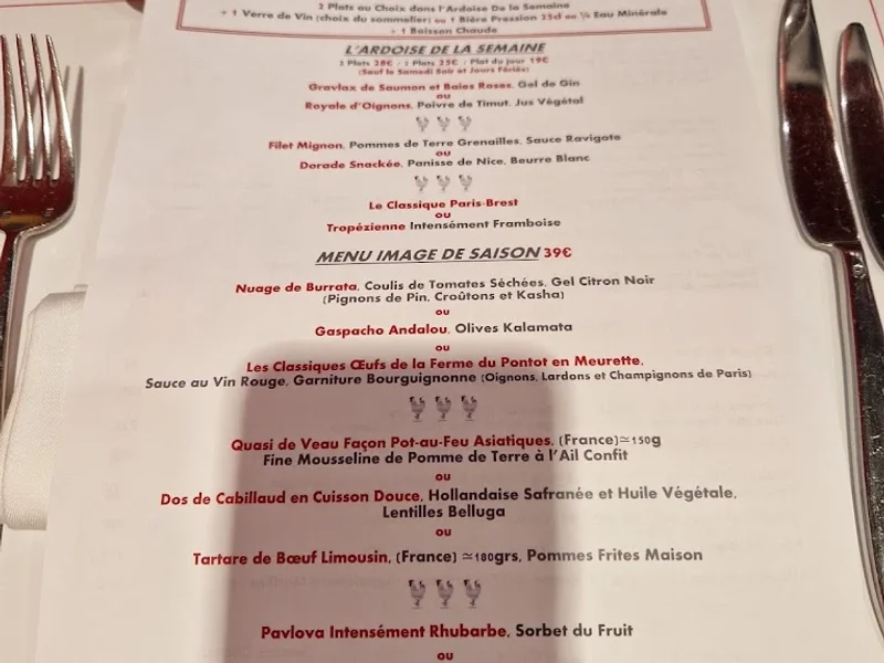 menu 2 of Le Pré aux Clercs