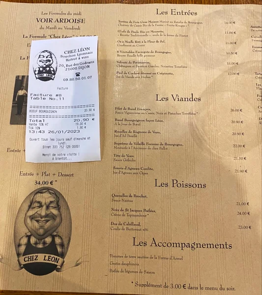 menu 1 of Restaurant Chez Léon