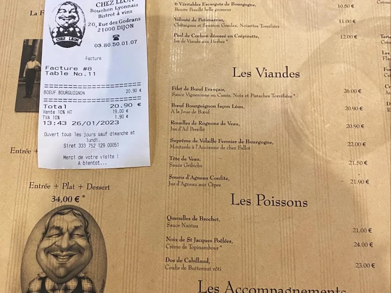 menu 1 of Restaurant Chez Léon