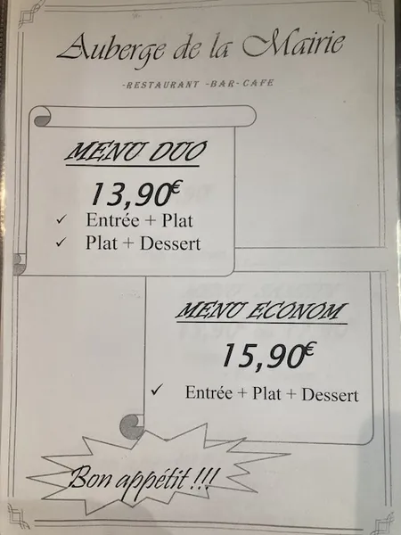 menu 0 of Auberge de la Mairie