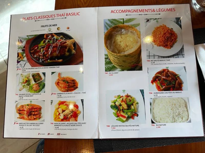 menu 1 of Basilic Thaï