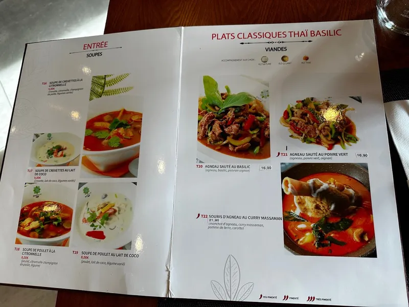 menu 2 of Basilic Thaï