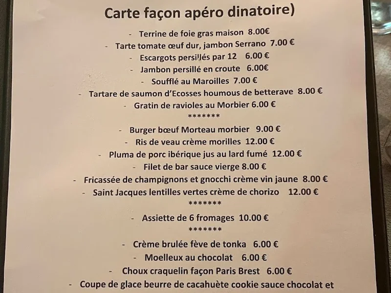 menu 0 of Le Coin Caché
