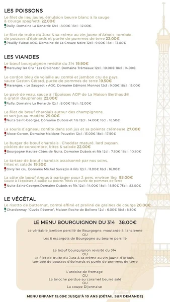 menu 1 of Le 314 - Les Restaurants Nicolas Pierre