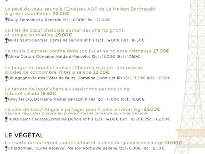 menu 1 of Le 314 - Les Restaurants Nicolas Pierre