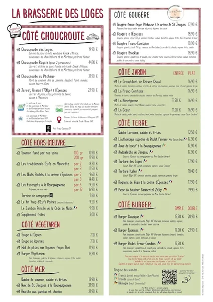 menu 0 of La Brasserie des Loges