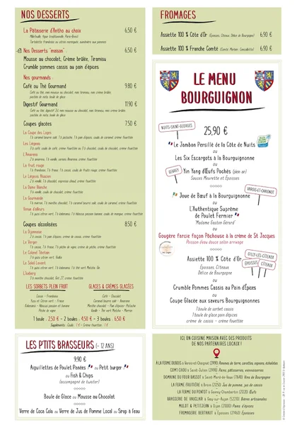 menu 2 of La Brasserie des Loges