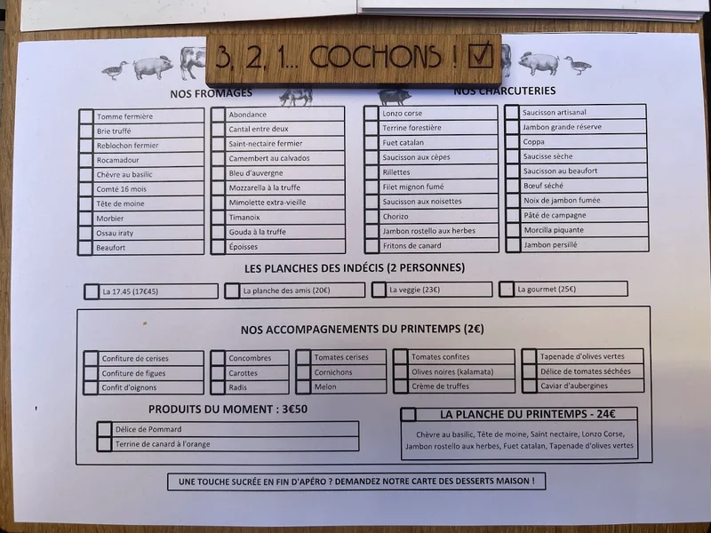 menu 0 of Le 17.45 Dijon - Planches à Composer