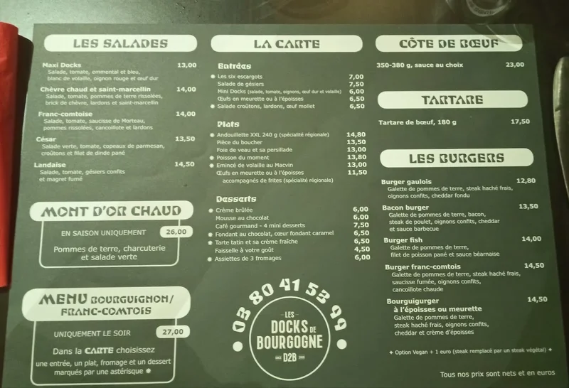 menu 0 of Les Docks De Bourgogne