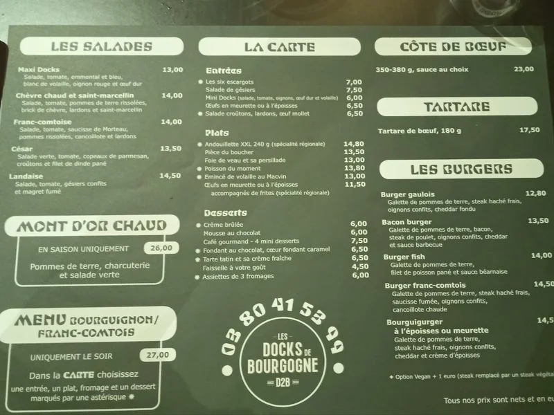 menu 0 of Les Docks De Bourgogne