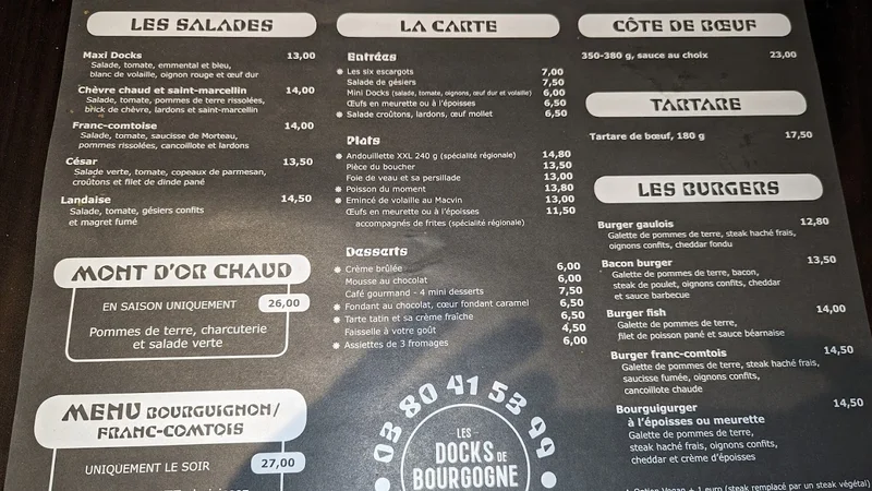 menu 1 of Les Docks De Bourgogne