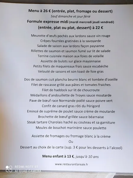 menu 0 of La Réale