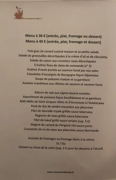 menu 2 of La Réale