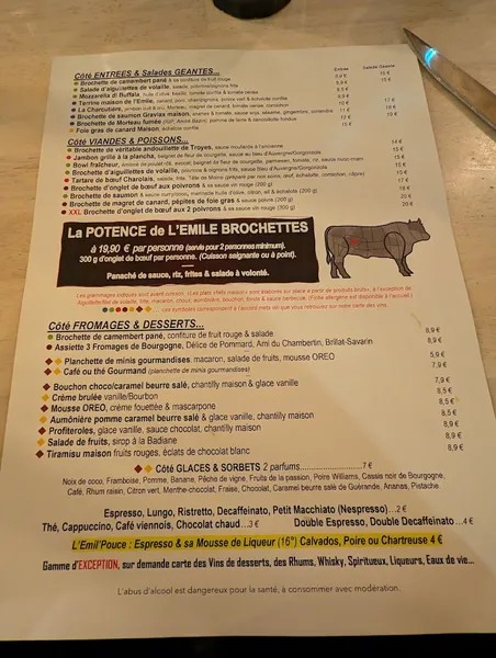 menu 1 of L'Émile Brochettes