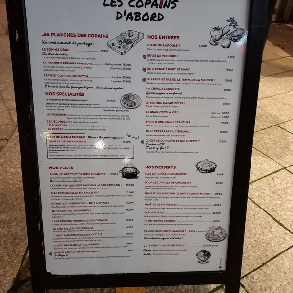 menu 0 of Les Copains d'Abord