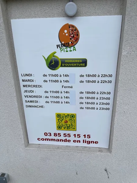 menu 2 of Planète Pizza