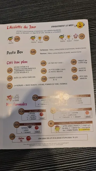 menu 2 of Jimmy V pizzas et salades à volonté