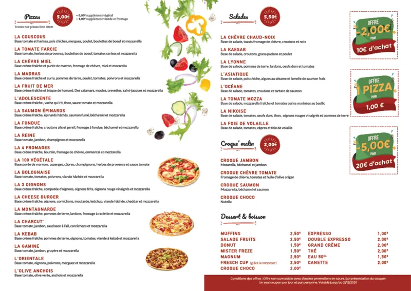 menu 0 of Jimmy V pizzas et salades à volonté