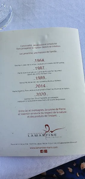 menu 2 of Restaurant Lamartine Lac du Bourget, Proche Aix-les-Bains