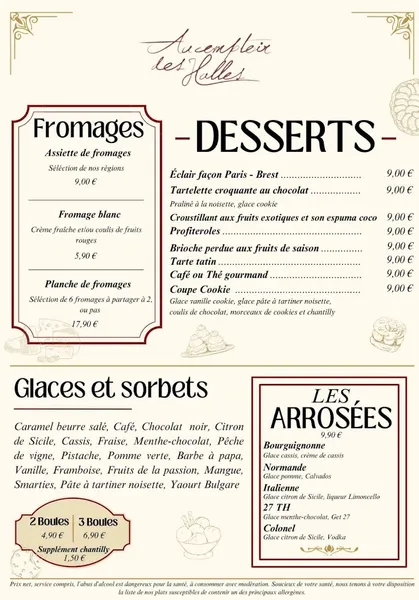 menu 0 of Au Comptoir des Halles