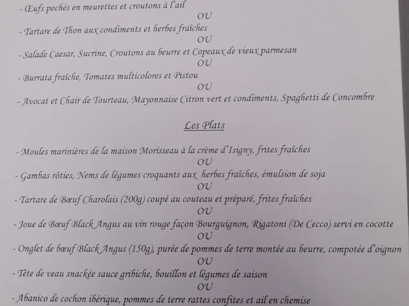 menu 0 of La Part des Anges