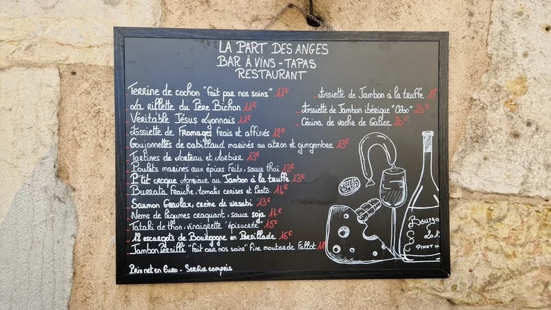menu 2 of La Part des Anges