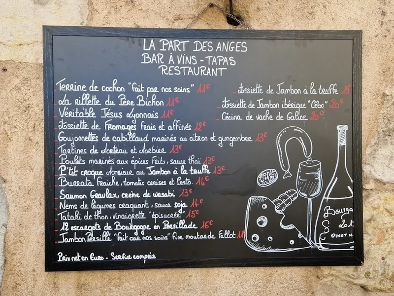 menu 2 of La Part des Anges