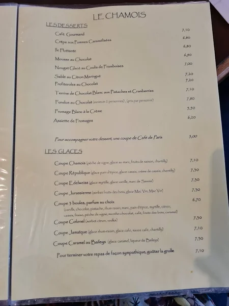 menu 0 of Le chamois