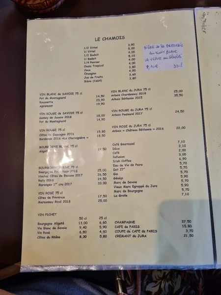 menu 2 of Le chamois