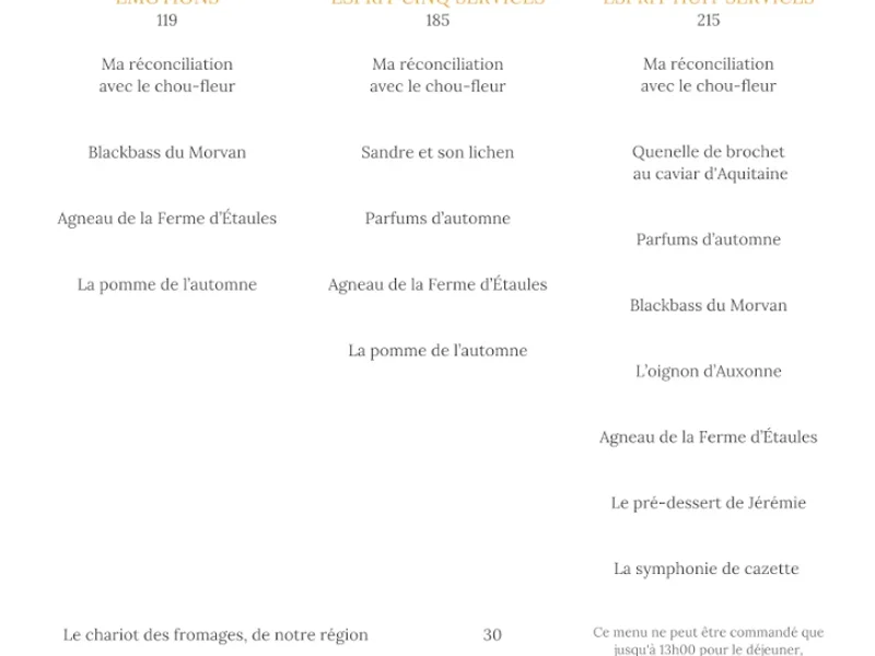 menu 0 of Restaurant William Frachot