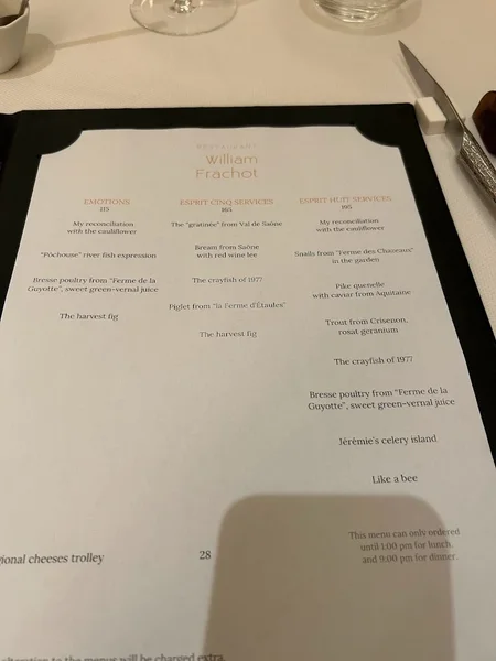 menu 2 of Restaurant William Frachot