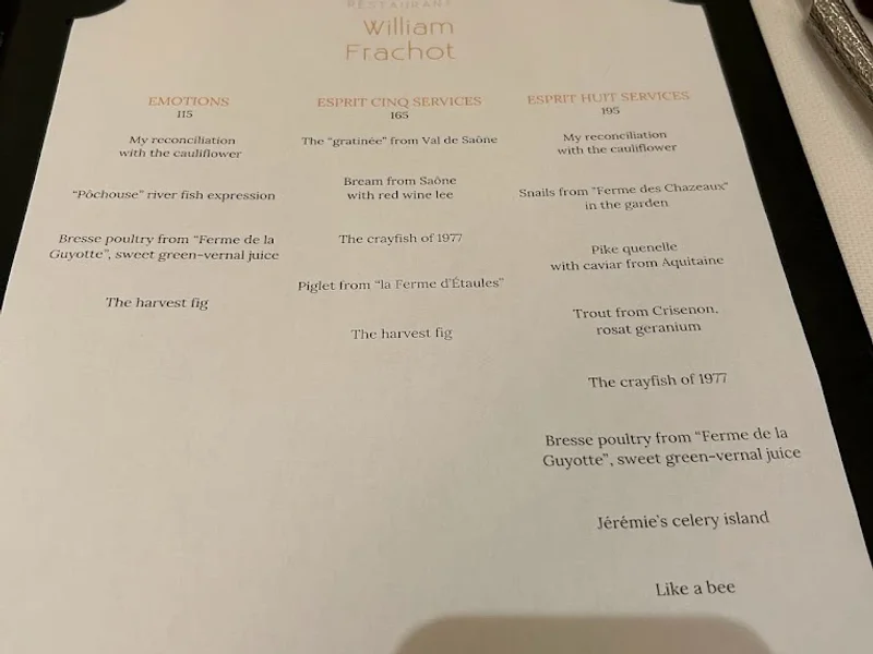 menu 2 of Restaurant William Frachot