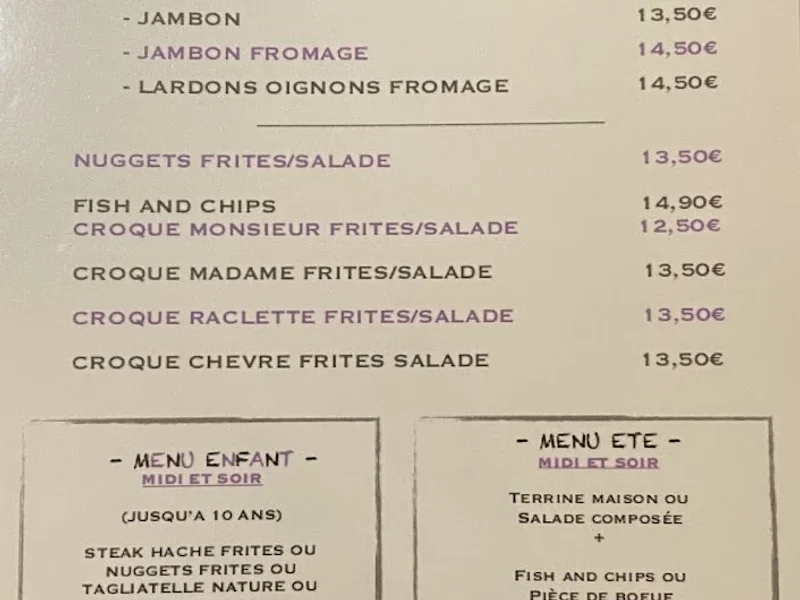 menu 0 of La Fontaine de L’Ours