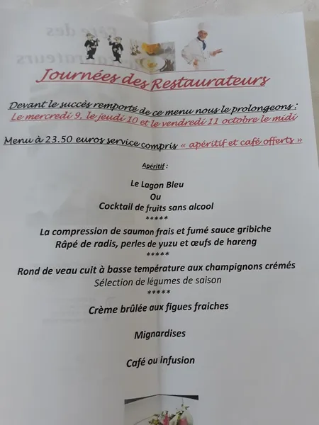 menu 1 of Auberge Fleurie