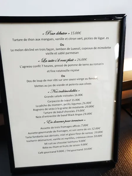 menu 0 of Restaurant l'Annexe du café Français