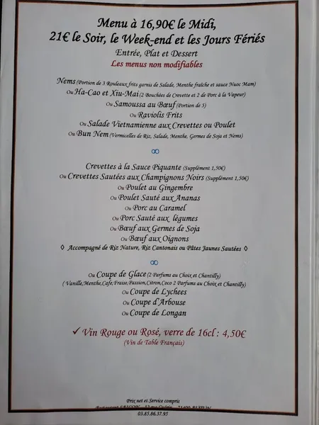 menu 2 of Restaurant Saigon