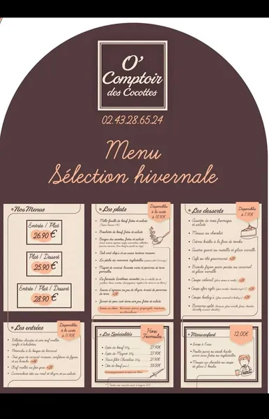 menu 0 of O' Comptoir des Cocottes