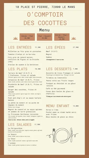 menu 1 of O' Comptoir des Cocottes