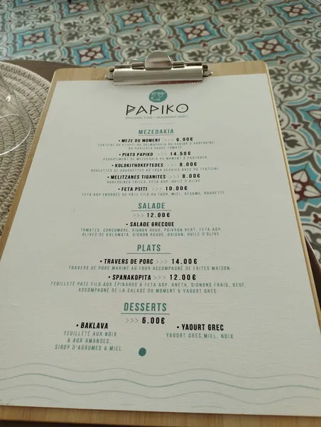 menu 0 of PAPIKO