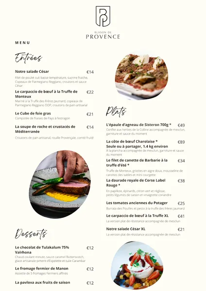 menu 0 of Blason de Provence | Restaurant