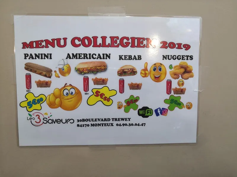 menu 0 of Les 3 Saveurs -
