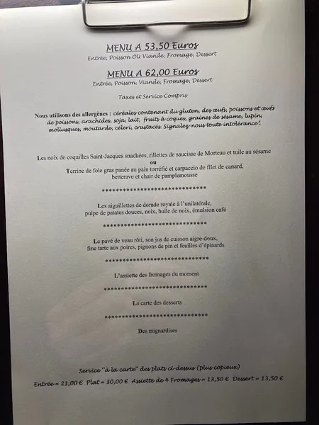 menu 0 of Restaurant Jean-Michel Couron