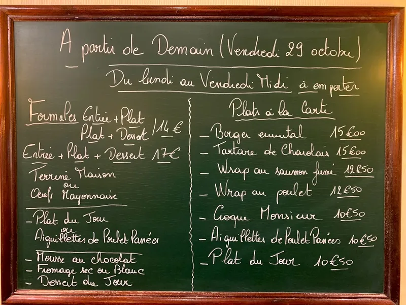 menu 0 of Brasserie de l'Avenue