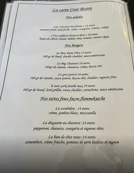 menu 0 of Hotel Restaurant Salle de réunion Logis le Paris Nice