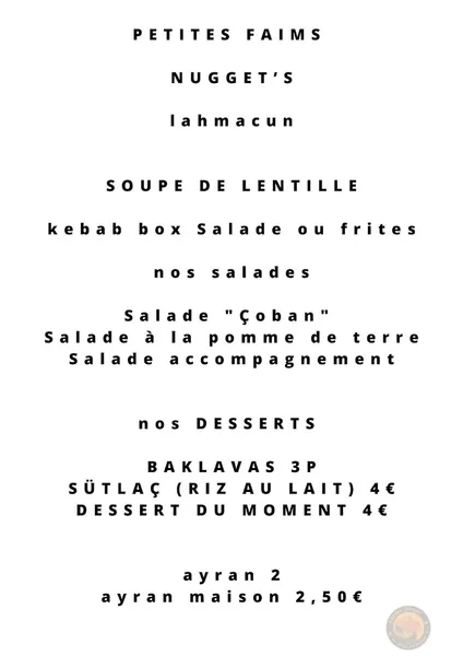menu 1 of chez Ersin
