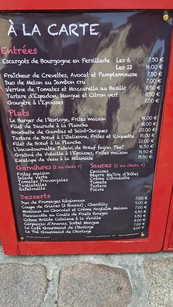 menu 1 of L 'Horloge
