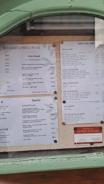 menu 1 of Restaurant la Pinte Comtoise